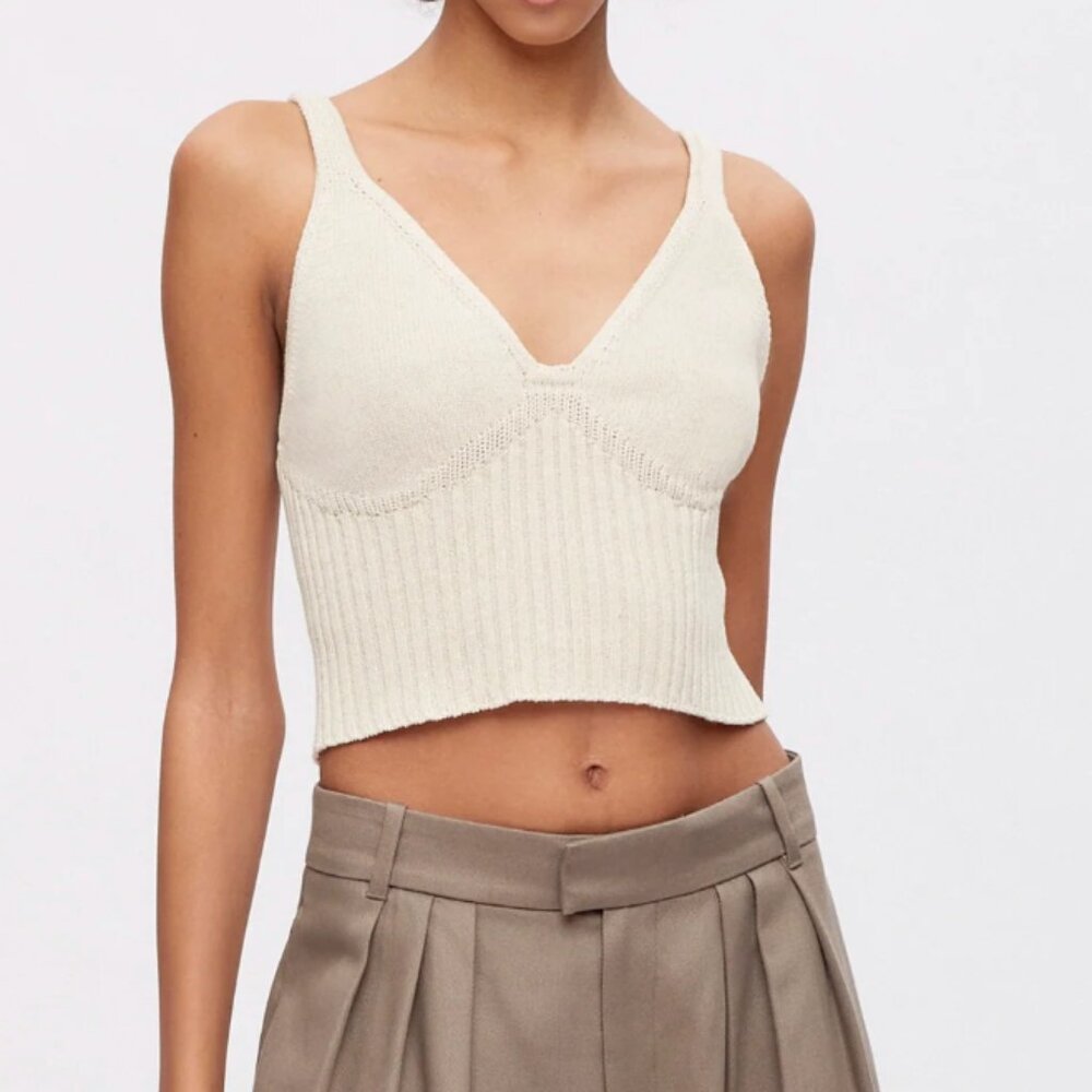 KOTN Cream Knit Cropped Tank Top